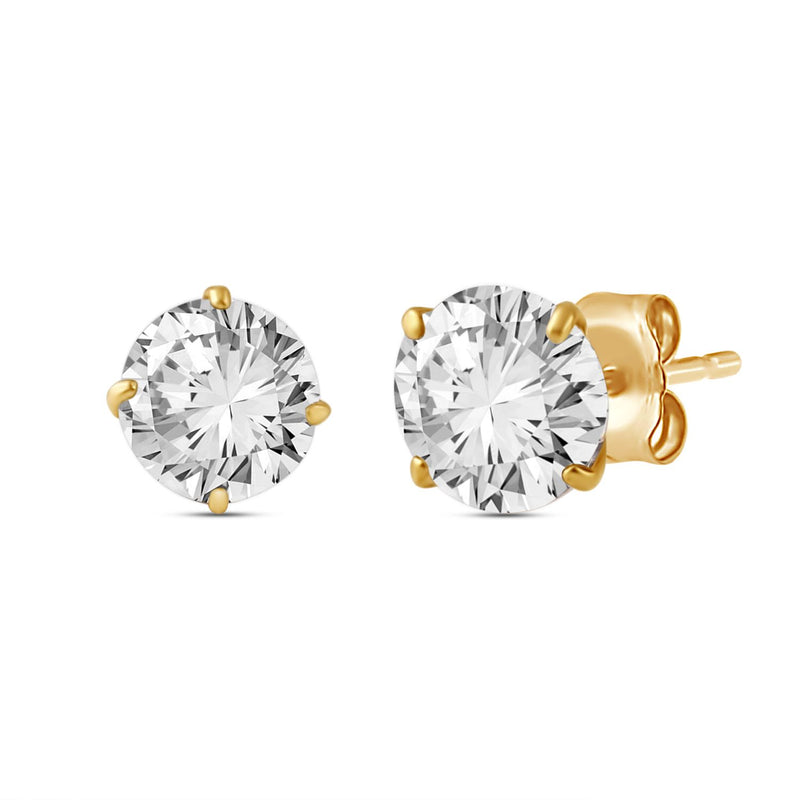 Jewelili Stud Earrings with Cubic Zirconia in 10K Yellow Gold View 1