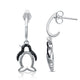 Load image into Gallery viewer, Jewelili Penguin Dangle Earrings with Treated Black and White Natural Diamond in Sterling Silver 1/10 CTTW View 1
