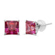 Load image into Gallery viewer, Jewelili 10K White Gold Ruby Cubic Zirconia Square Shape Stud Earrings
