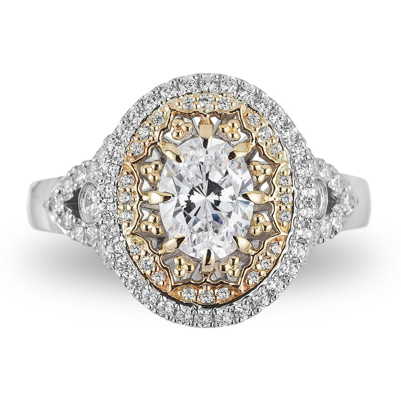 Disney Jasmine Inspired Diamond Engagement Ring in 14K White Gold and Yellow Gold 1 1/2 CTTW View 3
