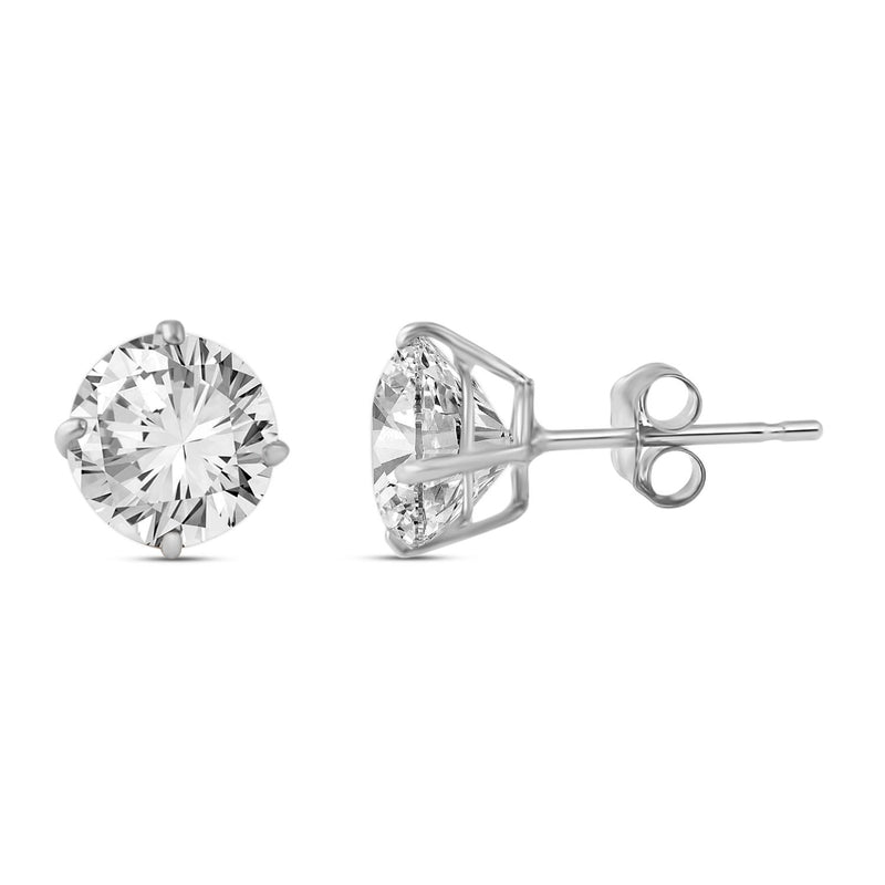 Jewelili Stud Earrings with Cubic Zirconia in 10K White Gold View 3