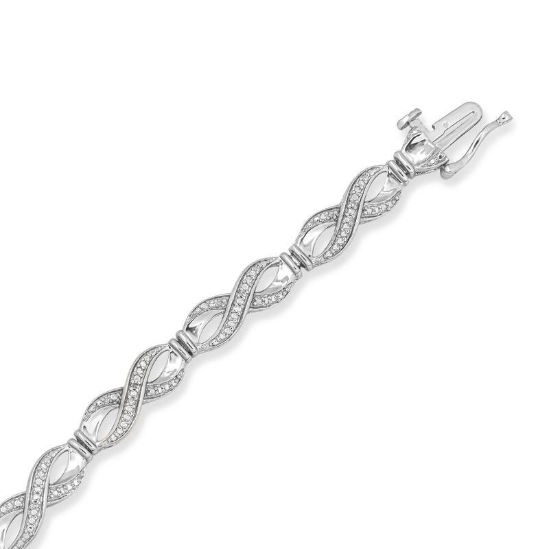 Jewelili Diamond Infinity Bracelet Natural Diamond in Sterling Silver, 7.25" View 2