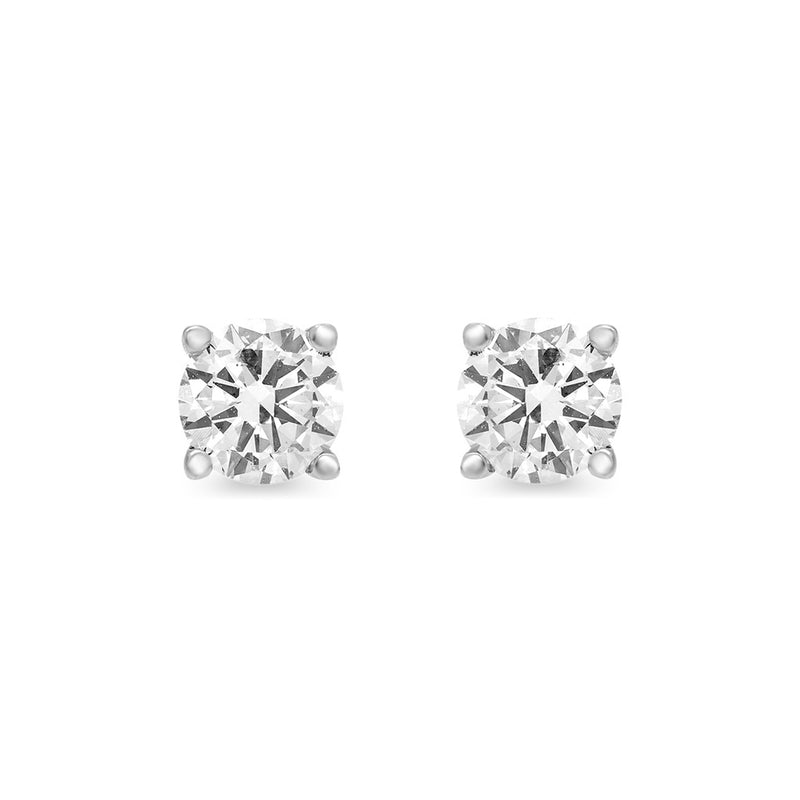 Jewelili 14K White Gold With 1/2 CTTW Round Diamonds Stud Earrings