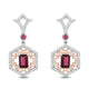 Load image into Gallery viewer, Enchanted Disney Fine Jewelry Sterling Silver and 10K Rose Gold with 1/3 CTTW Diamond and Rhodolite Garnet Mulan Earrings
