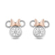 Load image into Gallery viewer, Jewelili Disney Mickey &amp; Friends Sterling Silver and 10K Rose Gold With 1/2 CTTW Diamonds Minnie Earrings
