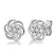 Load image into Gallery viewer, Jewelili Flower Stud Earrings with Natural White Round Diamonds in Sterling Silver 1/10 CTTW View 1
