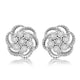 Load image into Gallery viewer, Jewelili Flower Stud Earrings with Natural White Round Diamonds in Sterling Silver 1/10 CTTW View 2
