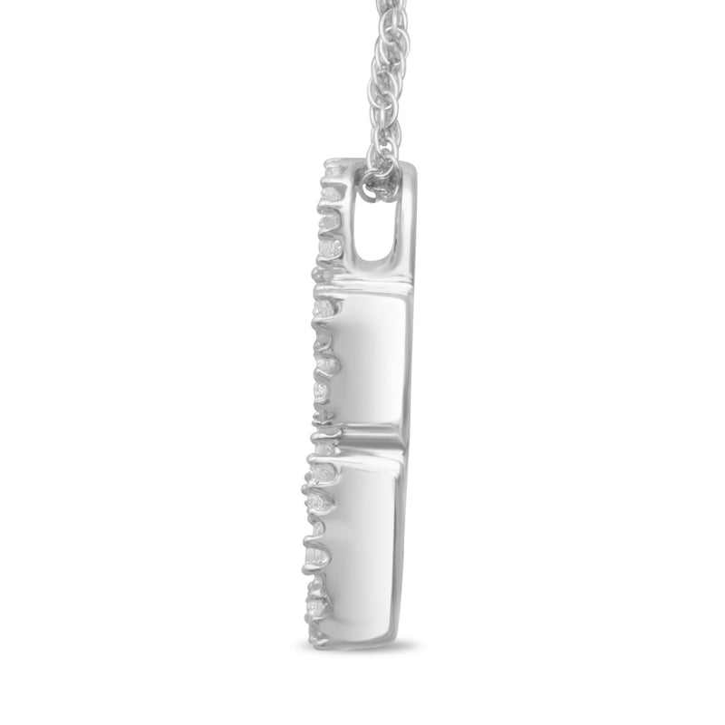 Jewelili Sterling Silver With Natural White Diamond Jigsaw Puzzle Pendant Necklace