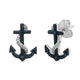 Load image into Gallery viewer, Jewelili Anchor Stud Earrings with Treated Blue and White Natural Diamonds in Sterling Silver View 1
