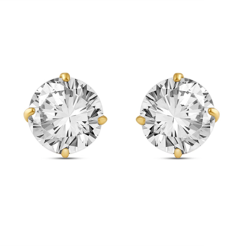 Jewelili Stud Earrings with Cubic Zirconia in 10K Yellow Gold View 4