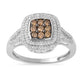 Load image into Gallery viewer, Jewelili Sterling Silver With 1/2 CTTW White Diamond and Champange Diamonds Ring
