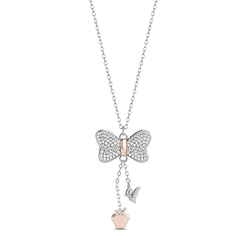 Enchanted Disney Fine Jewelry Sterling Silver and 10K Rose Gold 1/4 CTTW Snow White Necklace