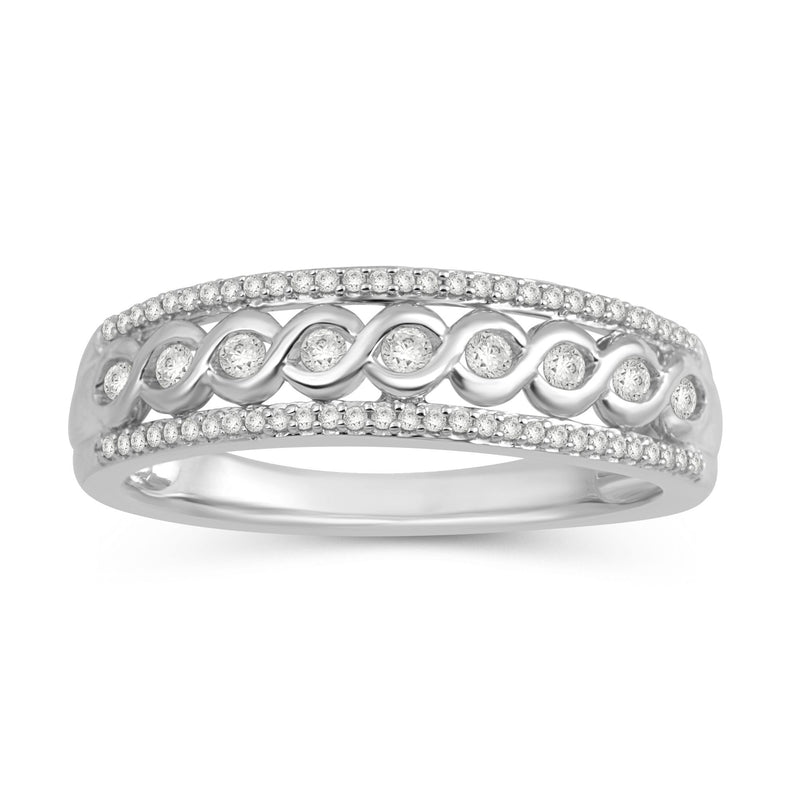 Jewelili Sterling Silver with 1/4 CTTW Natural White Round Diamonds Ring