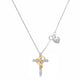 Load image into Gallery viewer, Jewelili 18K Rose Gold Over Sterling Silver With 1/4 CTTW Natural White Diamond Heart with Cross Pendant Necklace
