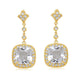 Load image into Gallery viewer, Jewelili Dangle Earrings with Created White Sapphire in 18K Yellow Gold over Sterling Silver View 2
