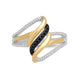 Load image into Gallery viewer, Jewelili Sterling Silver and 10K Yellow Gold With 1/5 CTTW Treated Black and White Diamonds Ring
