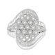 Load image into Gallery viewer, Jewelili Cluster Ring with Natural White Round and Baguette Diamonds in Sterling Silver 1.00 CTTW View 2
