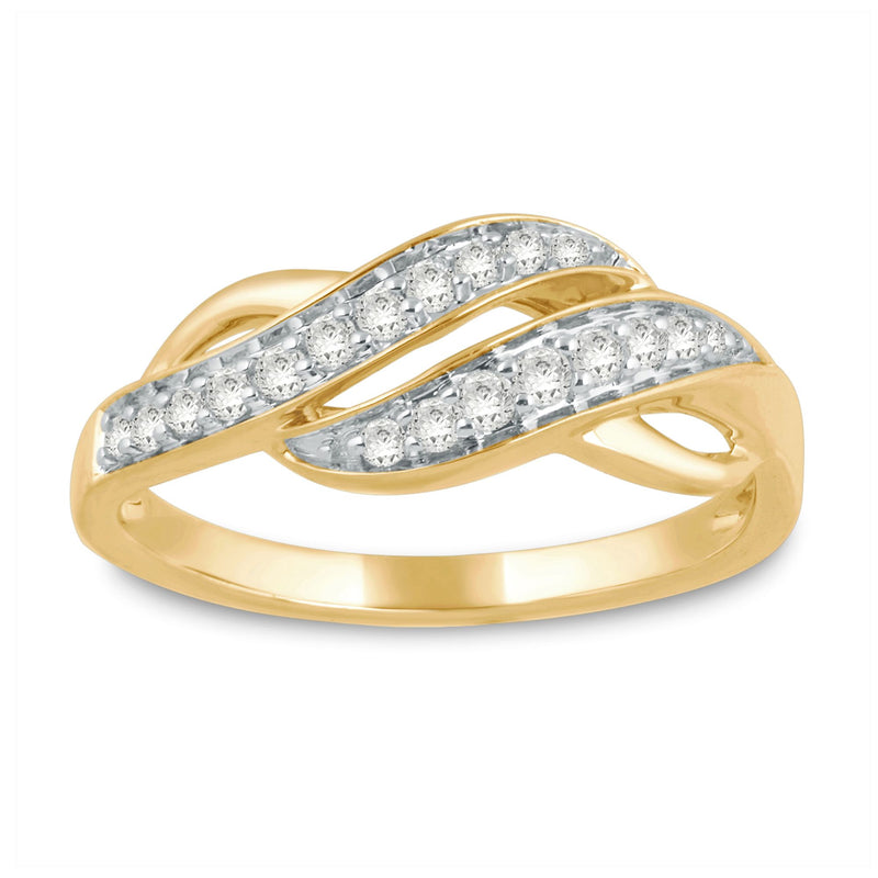 Jewelili Ring with White Round Diamonds in 10K Yellow Gold 1/4 CTTW View 1