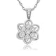 Load image into Gallery viewer, Jewelili Miracle Plate Flower Pendant Necklace with Natural White Round Diamonds in Sterling Silver 1/10 CTTW View 1
