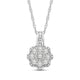 Load image into Gallery viewer, Jewelili Floral Miracle Plate Pendant Necklace with Natural White Round Diamonds in Sterling Silver 1/5 CTTW View 1
