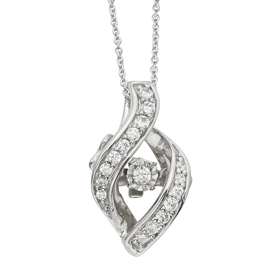 Jewelili 10K White Gold With Diamonds 1/6 CTTW Pendant Necklace
