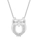 Load image into Gallery viewer, Jewelili Sterling Silver with 1/8 CTTW Natural White Round Dancing Diamonds Owl Pendant Necklace
