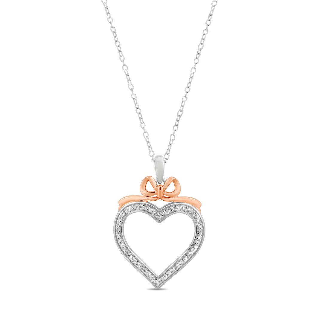 Enchanted Disney Fine Jewelry 14K Rose Gold over Sterling Silver with 1/5 cttw Snow White Bow Pendant