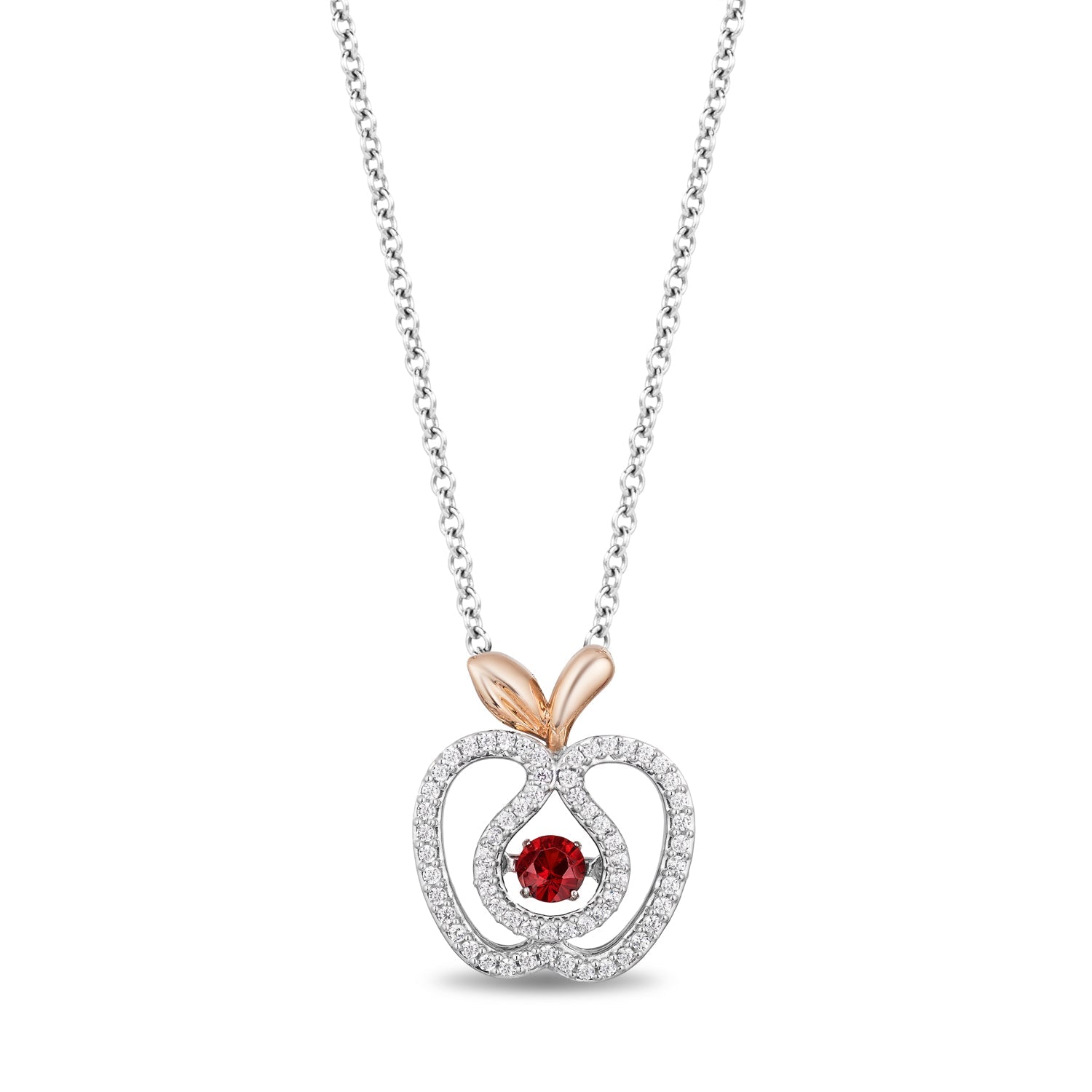 Enchanted Disney Snow White Necklace Garnet & Diamond 10k Rose Gold &  Rhodium Over Silver 0.70ctw - Size 19 | JTV Auctions