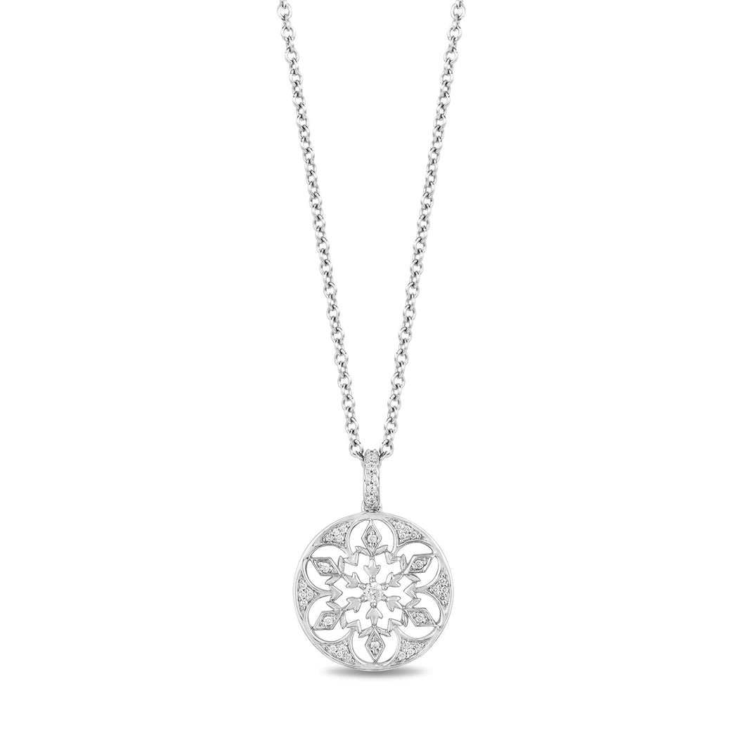 Enchanted Disney Fine Jewelry Sterling Silver with 1/6 CTTW Diamond Elsa Pendant Necklace