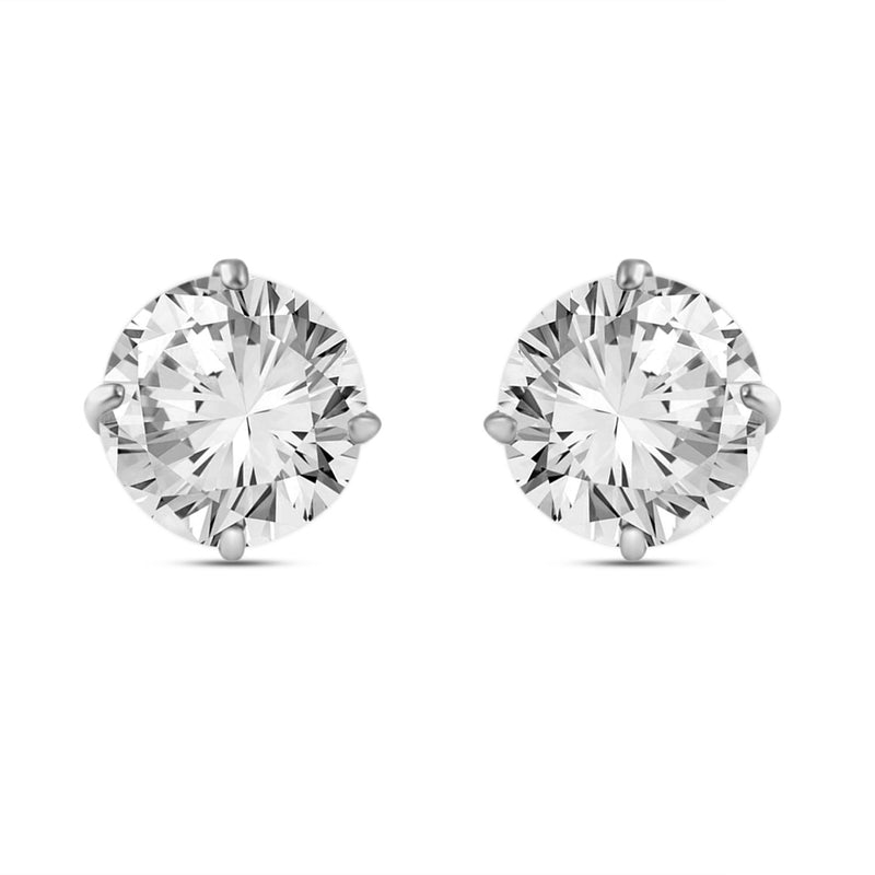 Jewelili Stud Earrings with Cubic Zirconia in 10K White Gold View 2