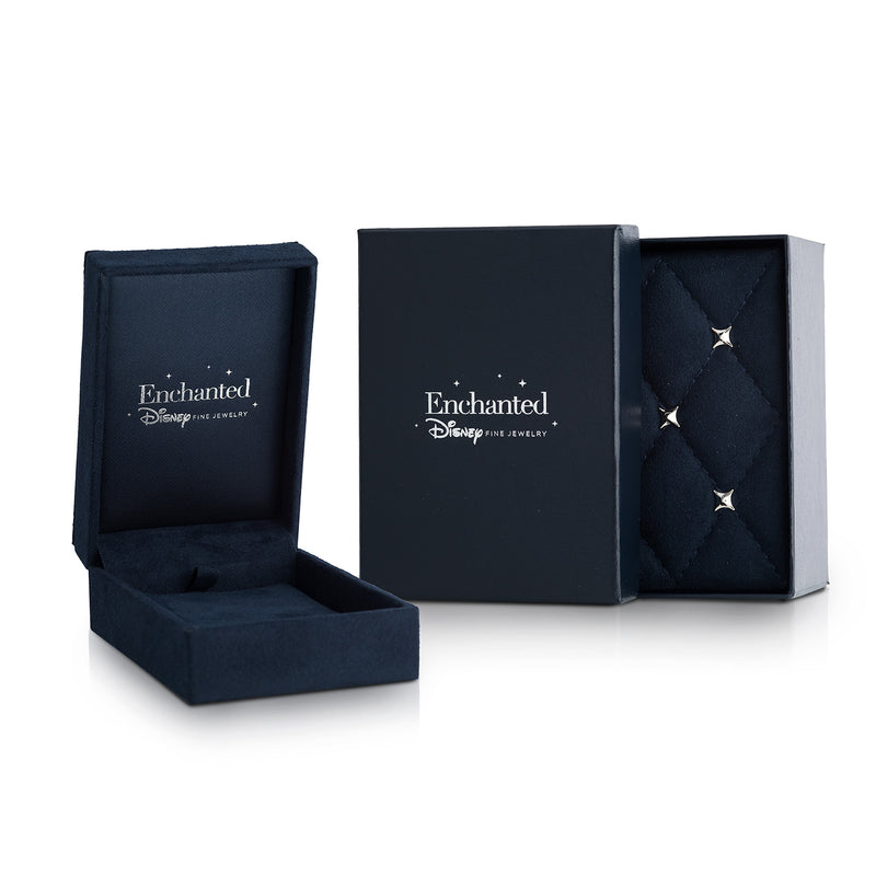 Enchanted Disney Fine Jewelry 10K Yellow Gold with 1/10 Cttw Diamond and Swiss Blue Topaz Jasmine Pendant