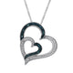 Load image into Gallery viewer, Jewelili Sterling Silver Treated Blue Diamonds and Natural White Round Diamonds Heart Shape Pendant Necklace
