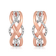 Load image into Gallery viewer, Jewelili Rose Gold Over Sterling Silver With 1/10 CTTW Natural White Diamond Crossover Hoop Earrings
