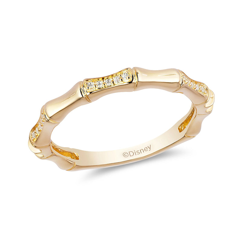 Enchanted Disney Fine Jewelry 10K Yellow Gold with 1/20 CTTW Diamond Mulan Fashion Ring