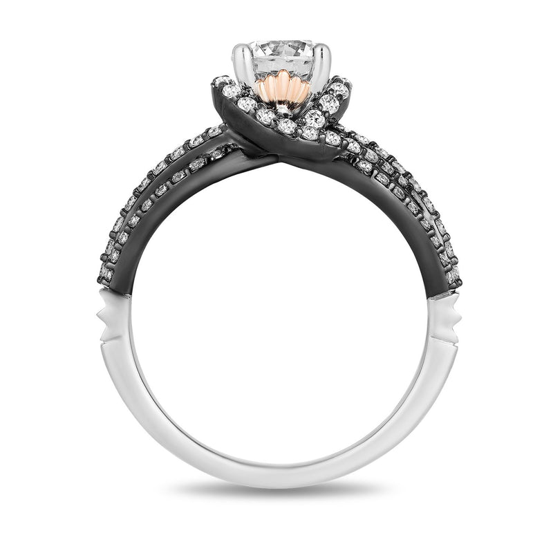 Enchanted Disney Fine Jewelry Black Rhodium over 14K White and Rose Gold with 1 1/4 Cttw Ursula Engagement Ring