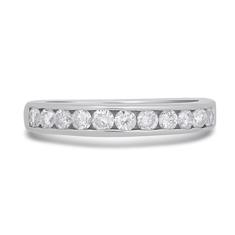 Jewelili Sterling Silver With 1/2 CTTW Natural White Round Diamonds Wedding Band