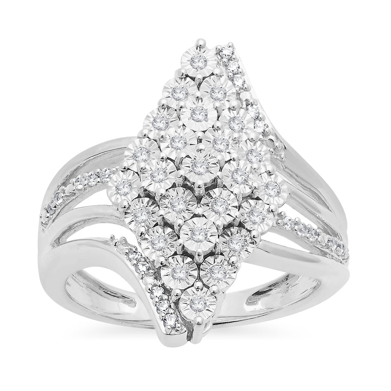 Jewelili Sterling Silver Ring | 8x8mm Cushion Created Emerald & Diamond Ring | Size 7 Women's Fashion Jewelry
