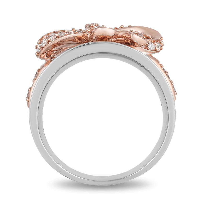 Enchanted Disney Fine Jewelry 14K Rose Gold over Sterling Silver with 1/3CTTW Snow White Bow Ring