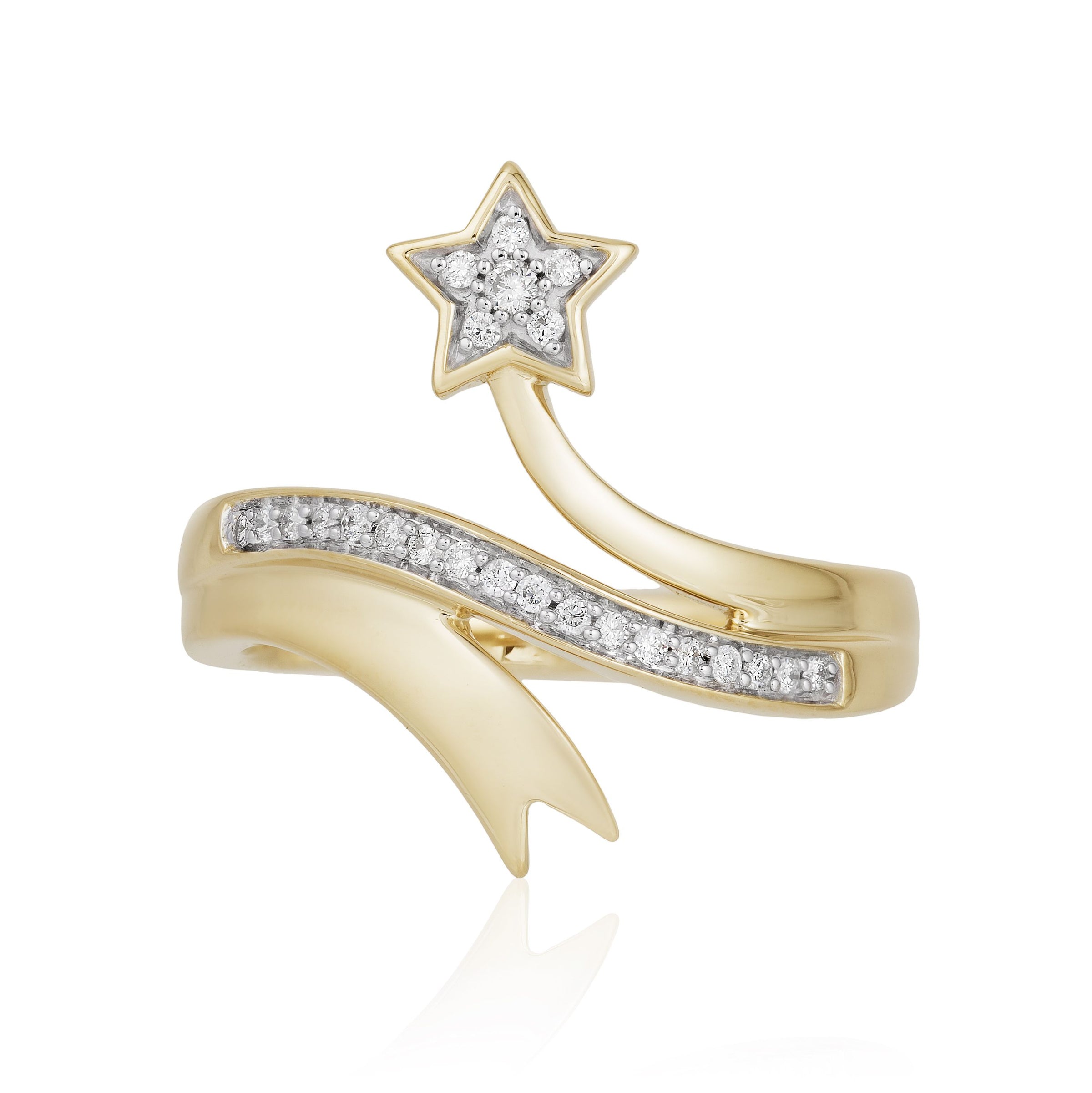 Enchanted Disney Tinker Bell Diamond Star Ring 10K Yellow Gold Jewelry 1/10 Cttw | Jewelili 9