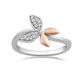Load image into Gallery viewer, Jewelili 14K Rose Gold Over Sterling Silver 1/10 CTTW Natural White Round Diamonds Butterfly Ring

