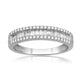 Load image into Gallery viewer, Jewelili 10K White Gold 1/2 CTTW Natural White Round Shape Diamonds and Baguette Shape Diamonds Wedding Band
