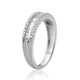 Load image into Gallery viewer, Jewelili 10K White Gold 1/2 CTTW Natural White Round Shape Diamonds and Baguette Shape Diamonds Wedding Band
