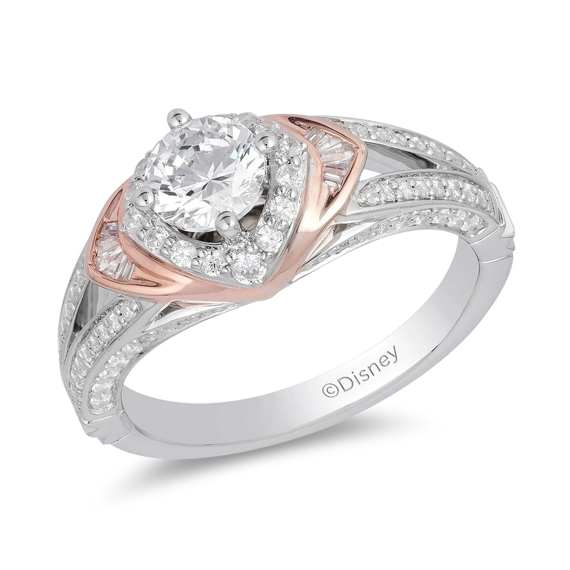 Enchanted Disney Fine Jewelry 14K White And Rose Gold 1 CTTW Aurora Engagement Ring