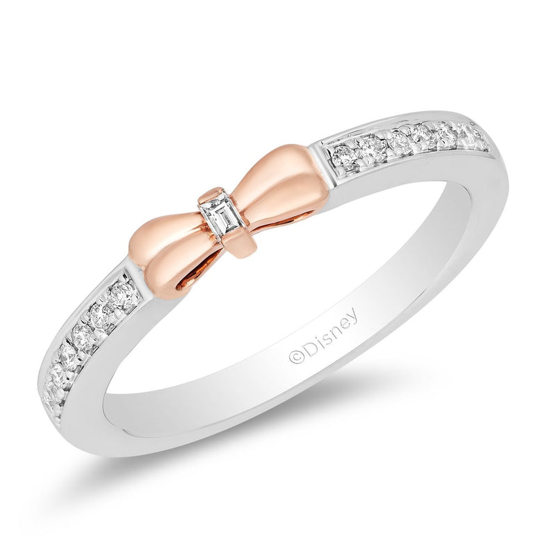 Enchanted Disney Fine Jewelry 14K White And Rose Gold 1/10Cttw Diamond Snow White Bridal Band