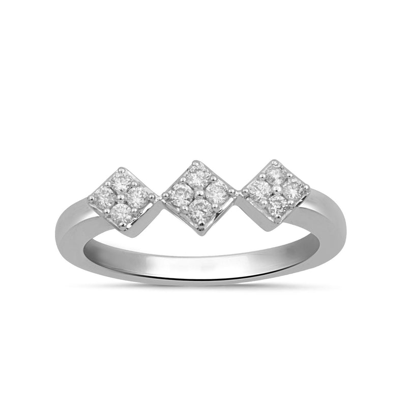 Jewelili 10K White Gold With 1/6 Cttw Natural White Diamonds Promise Ring
