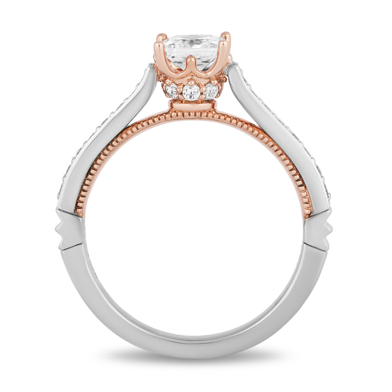 Disney Majestic Princess Inspired Diamond Crown Engagement Ring in 14K White Gold and Rose Gold 1 CTTW View 4