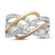 Load image into Gallery viewer, Jewelili Sterling Silver and 10K Rose and Yellow Gold with Created White Sapphire Ring
