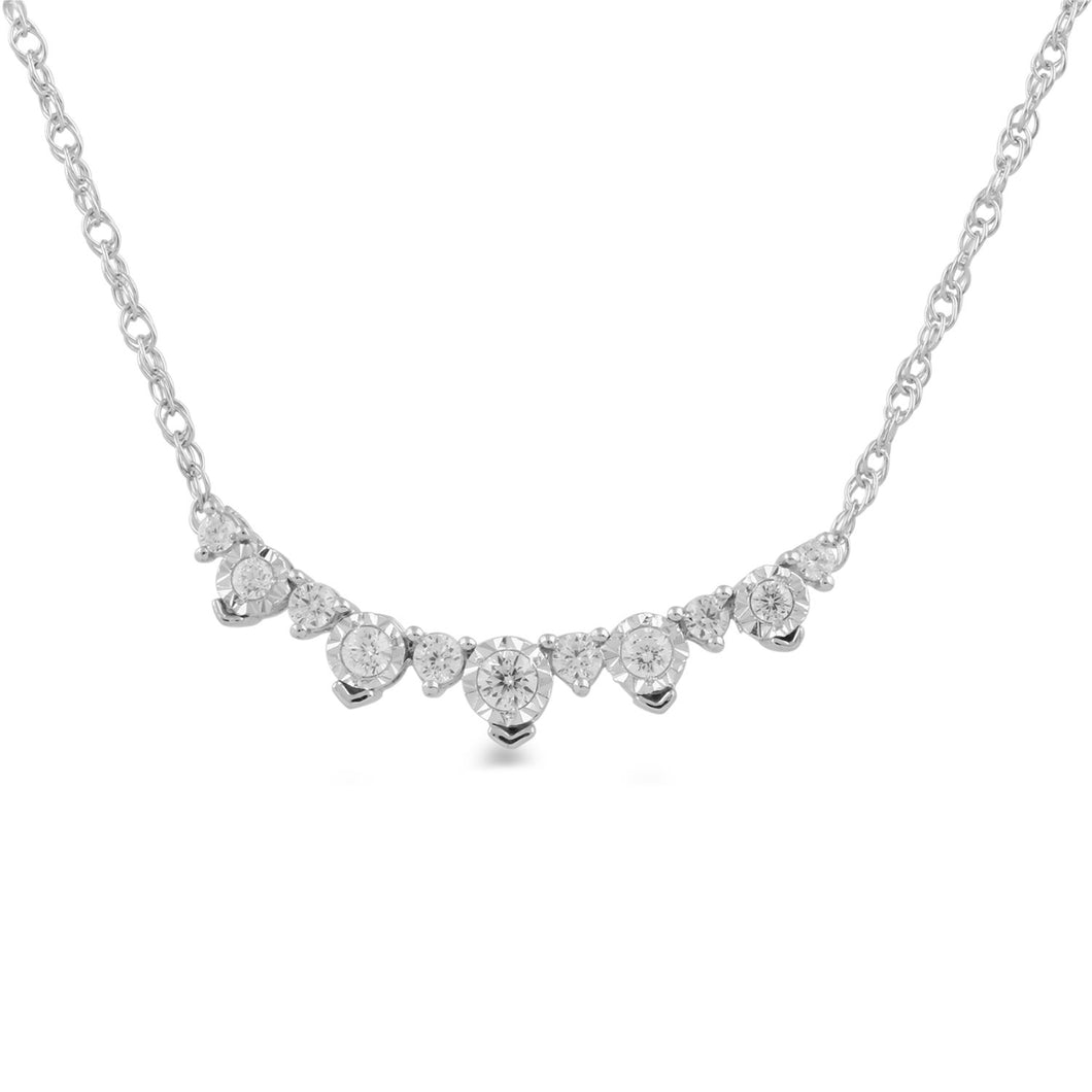 Jewelili Sterling Silver With 1/4 CTTW Natural White Diamonds Pendant Necklace