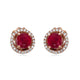 Load image into Gallery viewer, Jewelili 10K Rose Gold with Round Shape Natural Ruby and 1/6 CTTW Natural White Round Diamonds Stud Earrings
