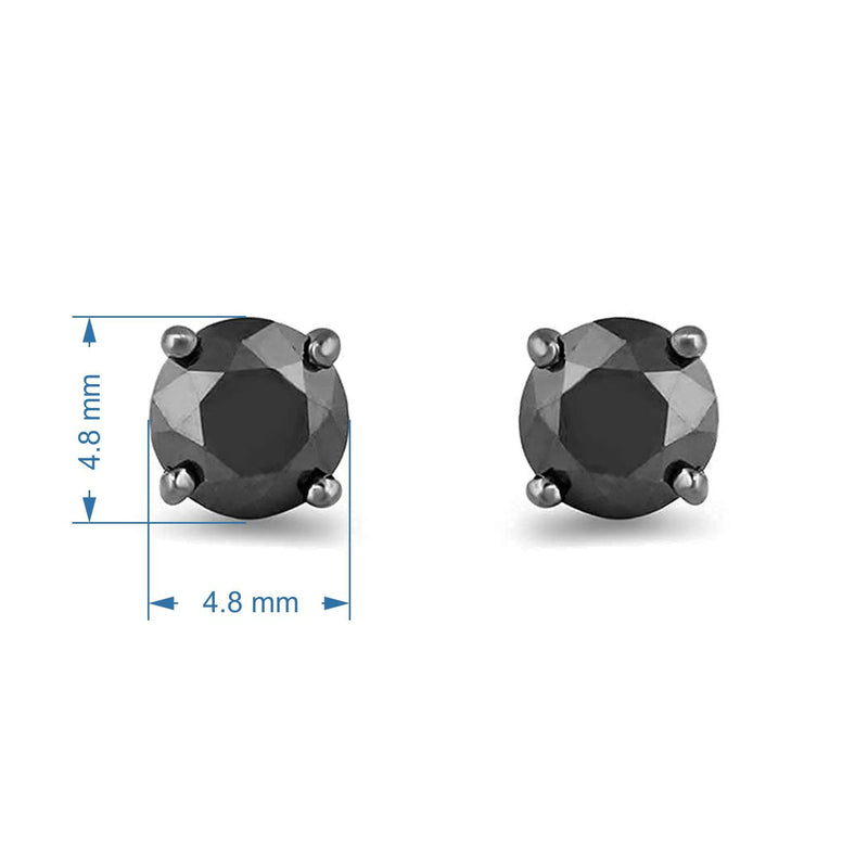 Jewelili Stud Earrings with Treated Black Diamonds in 10K White Gold 1.0 CTTW View 5